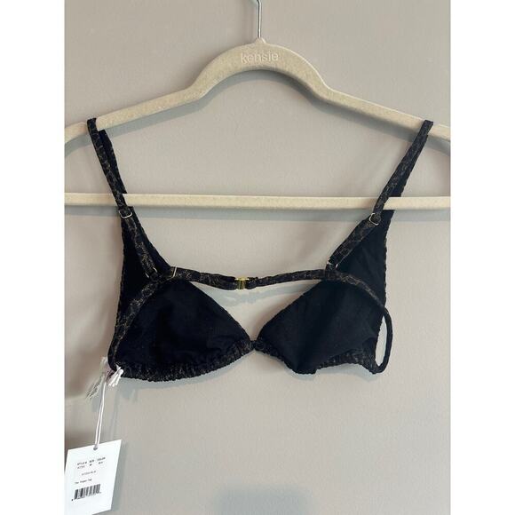 NWT Andie Swim X Demi Moore The Tropez Top Black Gold Floral Size Medium - Picture 4 of 5